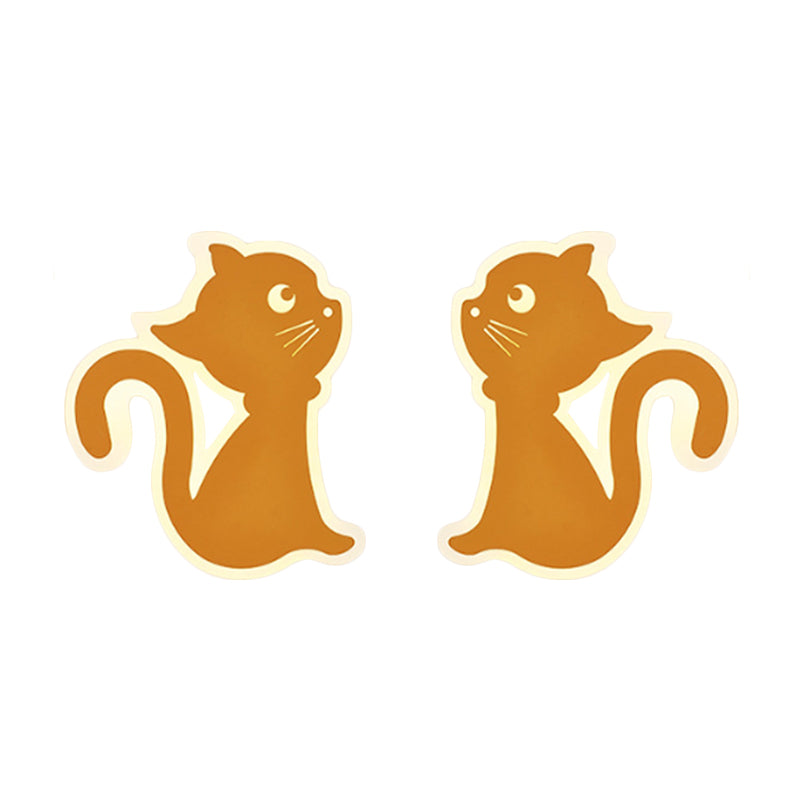 Sleek Metal Kitten Wall Light - Vibrant Macaron Colors For Bedroom Or Kindergarten