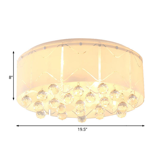 Modernist Crystal Flush Mount Lighting With Multi Lights - 18’/19.5’ Wide White Led Fixture