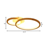 Modern 2-Tier Led Semi Flush Ceiling Light For Bedroom In Warm Brown Wood 21.5/28 Wide