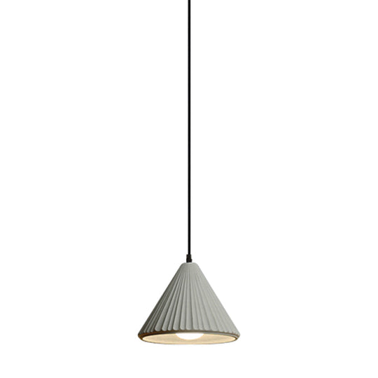 Modern Cement Cone Pendant Lamp For Office Kitchen - One Light Fluted Ceiling