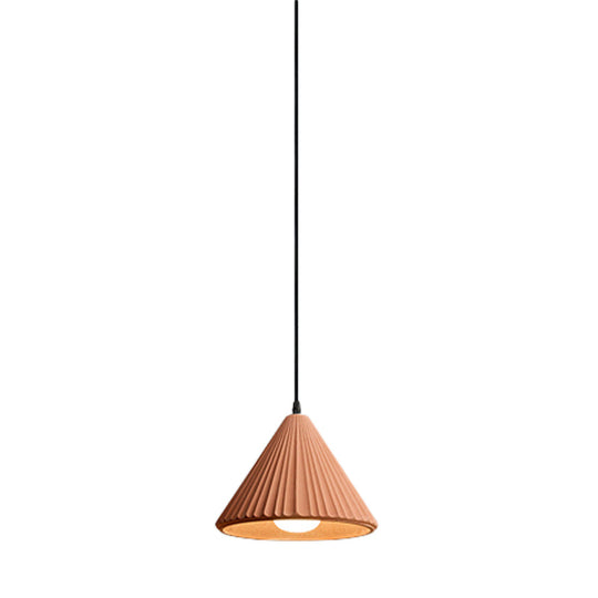 Modern Cement Cone Pendant Lamp For Office Kitchen - One Light Fluted Ceiling
