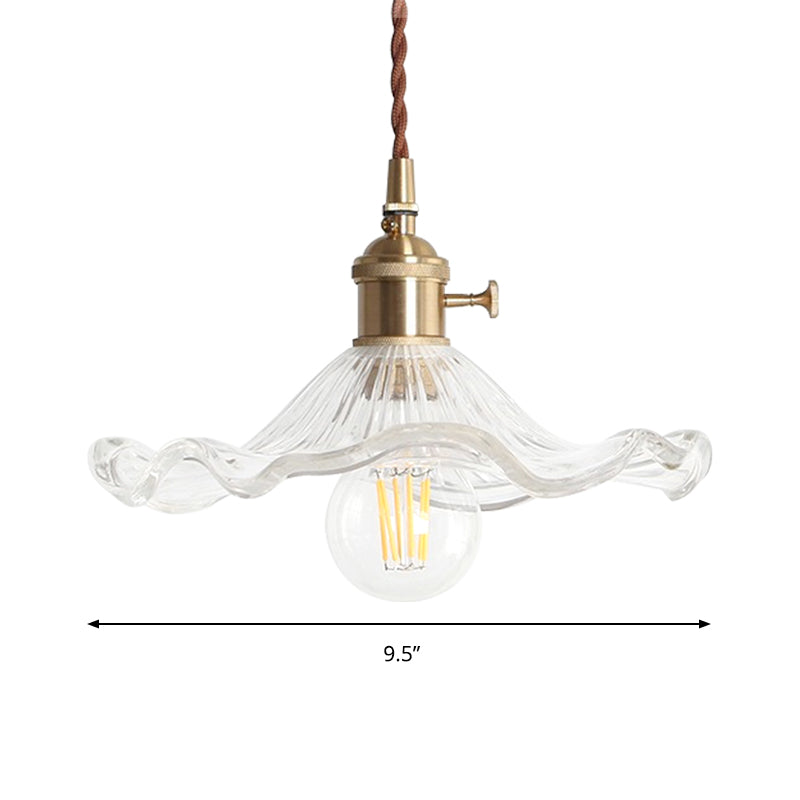 Contemporary Lotus Leaf Pendant Lamp - Clear Glass One Light Hanging Fixture For Hallway Foyer