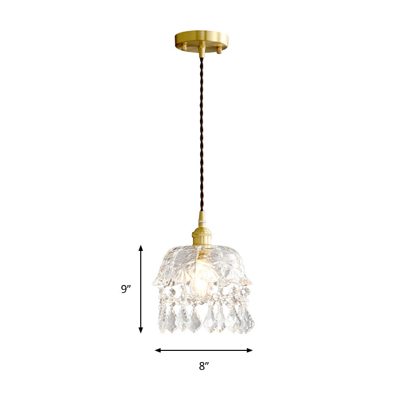 Stylish Modern Pendant Light With Clear Glass Shade And Crystal Accent Perfect For Restaurants