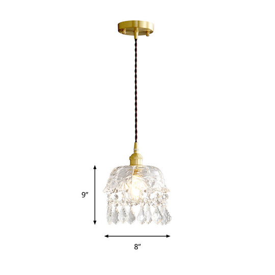 Stylish Modern Pendant Light With Clear Glass Shade And Crystal Accent Perfect For Restaurants