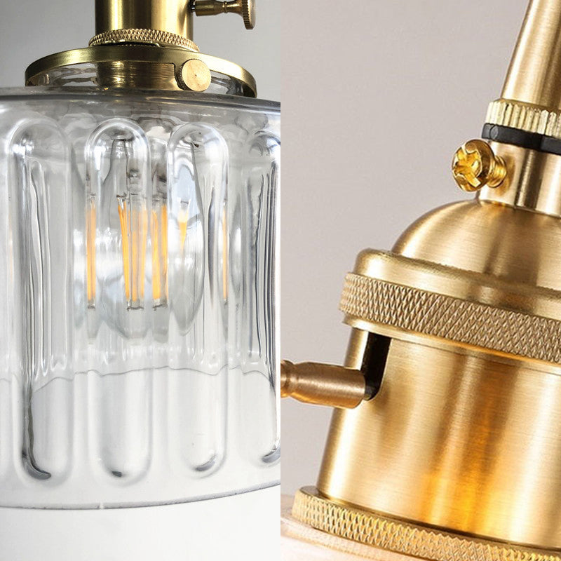 Modern Drum Pendant Light: Stylish Fluted Glass Hanging Lamp For Gallery
