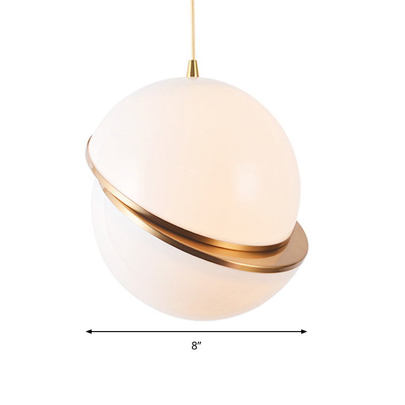 Frosted Glass Pendant Lamp In White – Contemporary 2-Hemisphere Design Ideal For Restaurants