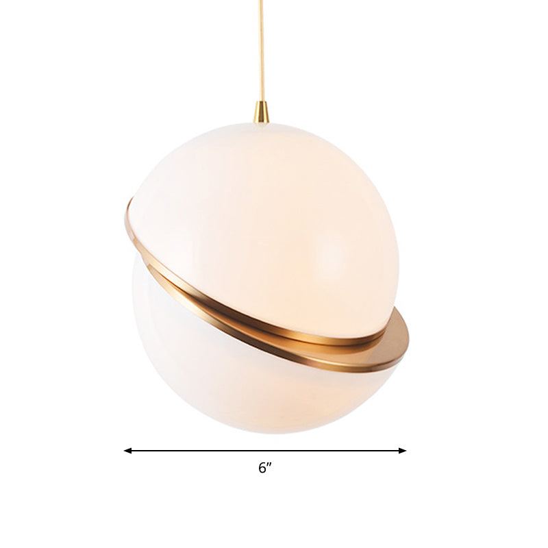 Frosted Glass Pendant Lamp In White – Contemporary 2-Hemisphere Design Ideal For Restaurants