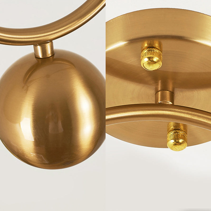 Post-Modern Gold Opal Glass Pendant Lamp - Hanging Light Globe Shade For Living Room