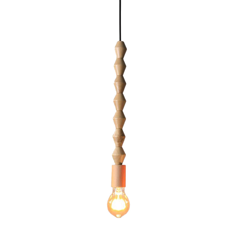Japanese Style Wooden Deco Pendant Light In Beige For Kitchen