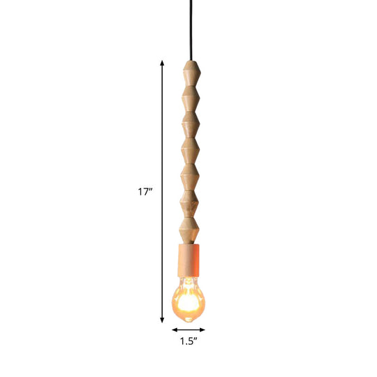 Japanese Style Wooden Deco Pendant Light In Beige For Kitchen