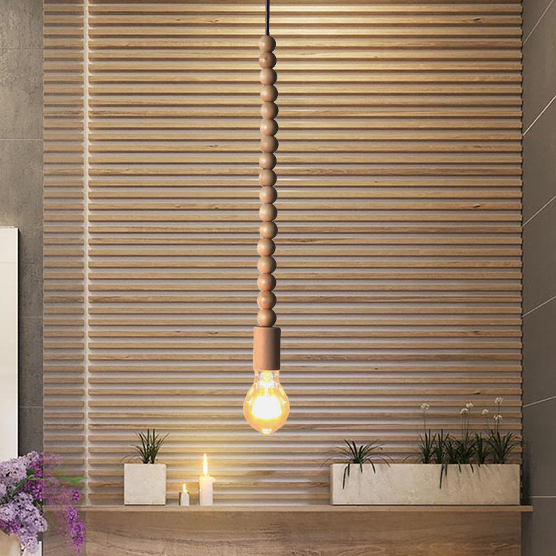 Japanese Style Wooden Deco Pendant Light In Beige For Kitchen Wood / 21