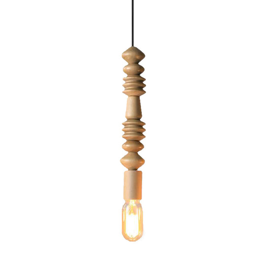 Japanese Style Wooden Deco Pendant Light In Beige For Kitchen