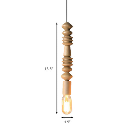 Japanese Style Wooden Deco Pendant Light In Beige For Kitchen