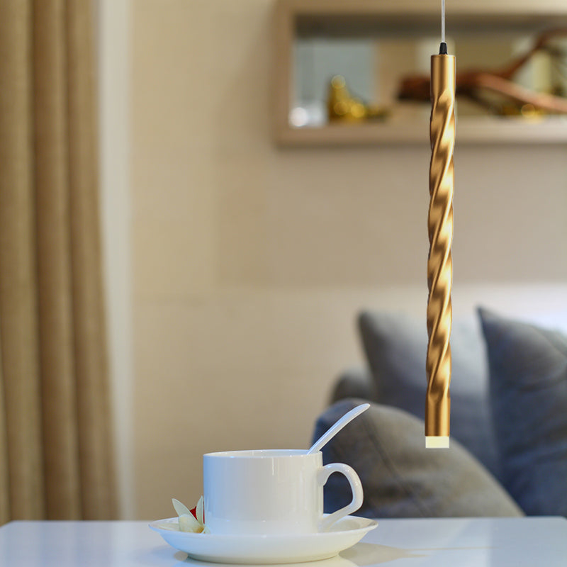 Contemporary Rope Shape Mini Pendant Lamp - Modern Metal Design With Gold Finish For Stair Kitchen