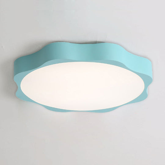 Modern Nordic Flush Mount Flower Baby Ceiling Light In Acrylic Blue / 12’