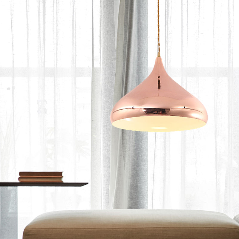 Rose Gold Onion-Shaped Modern Pendant Lamp For Bedroom