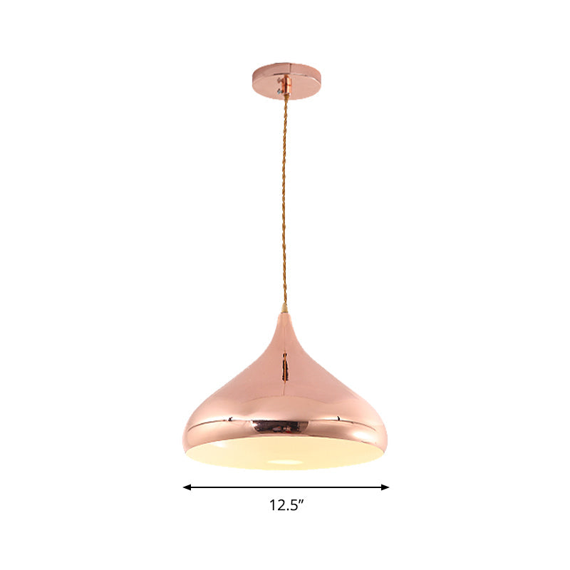 Rose Gold Contemporary Onion Shaped Bedroom Pendant Lamp With Metal Finish