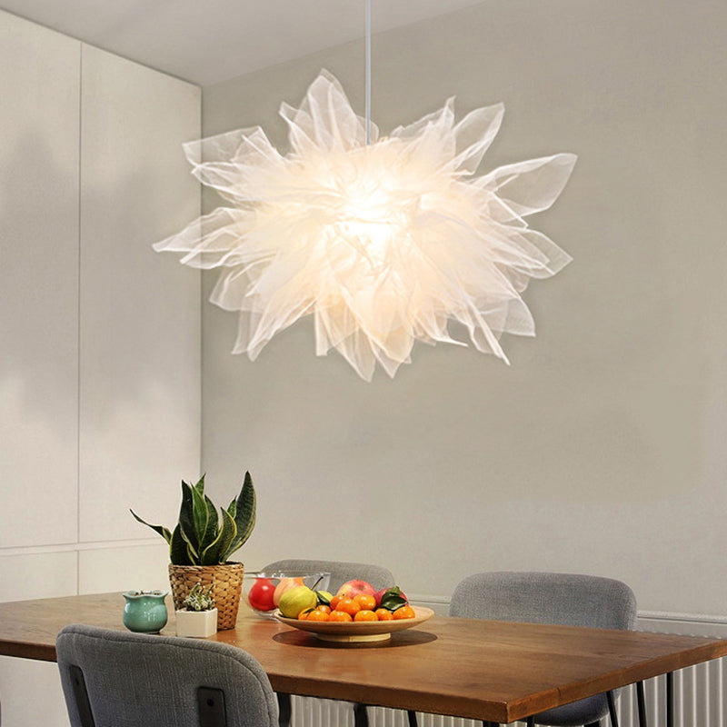 Floral Pendant Light: Modern White Hanging Lamp For Bedroom Décor / 18