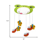 Green Acrylic Fog Flush Mount Light - Butterfly & Bee Cartoon Ceiling Lamp For Baby Bedroom
