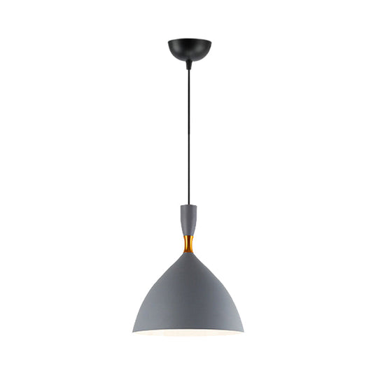 Contemporary 6.5/10 Inch Aluminum Funnel-Shaped Suspension Light For Study Room Or Cafe - Wide