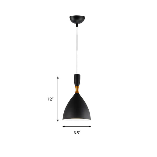 Contemporary 6.5/10 Inch Aluminum Funnel-Shaped Suspension Light For Study Room Or Cafe - Wide