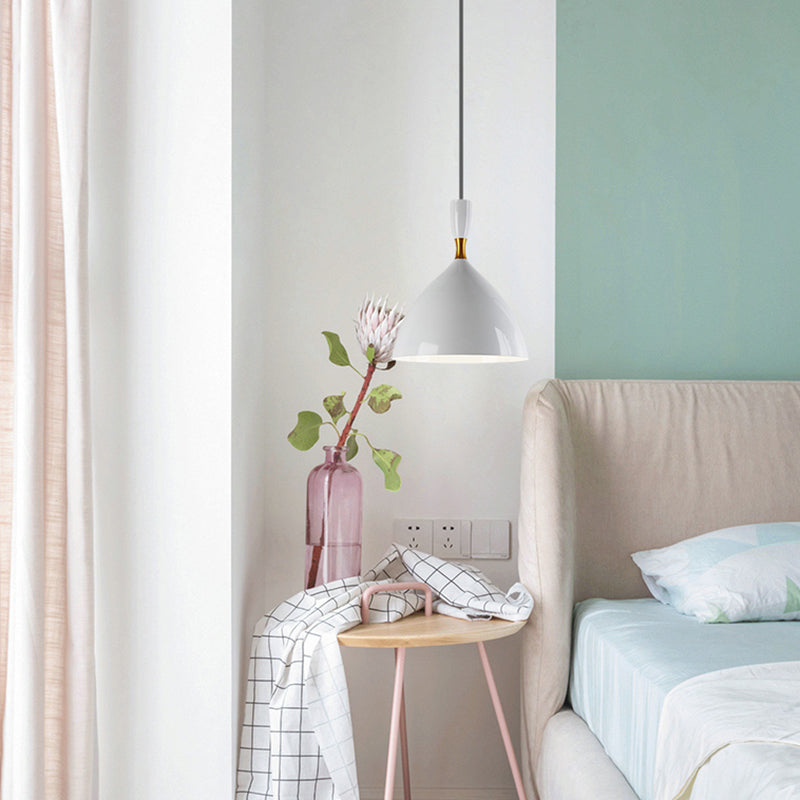 Contemporary 6.5/10 Inch Aluminum Funnel-Shaped Suspension Light For Study Room Or Cafe - Wide