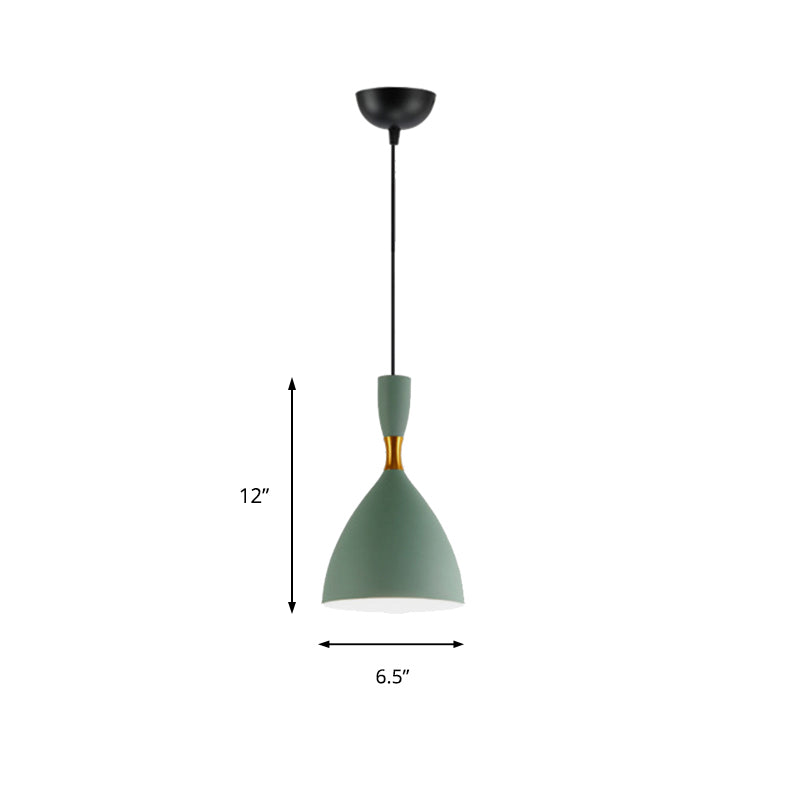 Macaron Loft One-Head Suspended Light For Restaurant Cloth Shop With Funnel Pendant In Aluminum