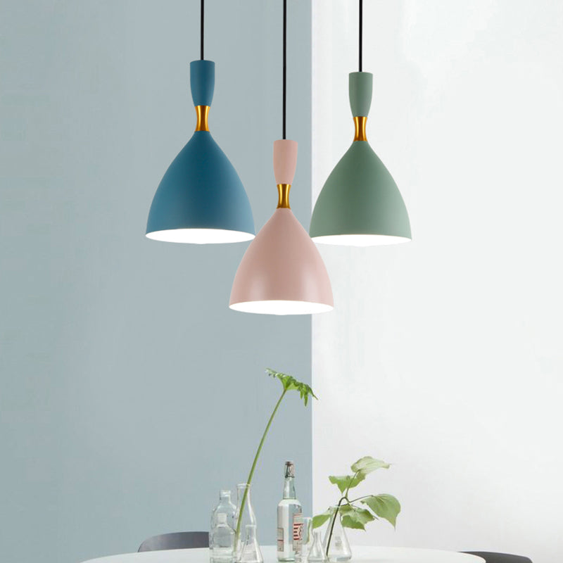 Macaron Loft One-Head Suspended Light For Restaurant Cloth Shop With Funnel Pendant In Aluminum