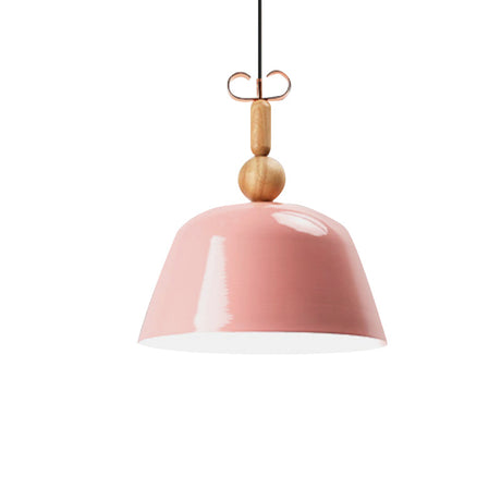 Bright-Colored Nordic Pendant Lamp - Single Head Metallic Ceiling Lighting In Blue/Pink/Red/Yellow