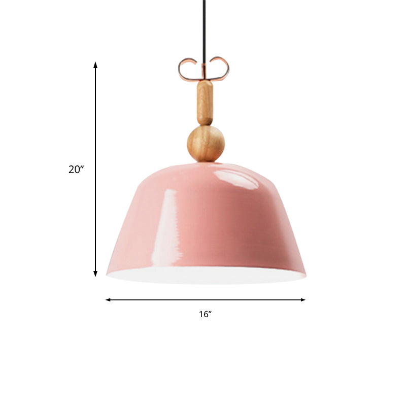 Nordic Single Head Pendant Lamp - Bright-Colored Metallic Ceiling Lighting In Blue/Pink/Red/Yellow