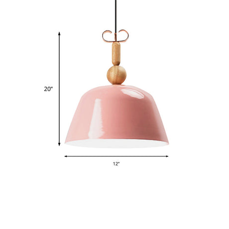 Bright-Colored Nordic Pendant Lamp - Single Head Metallic Ceiling Lighting In Blue/Pink/Red/Yellow