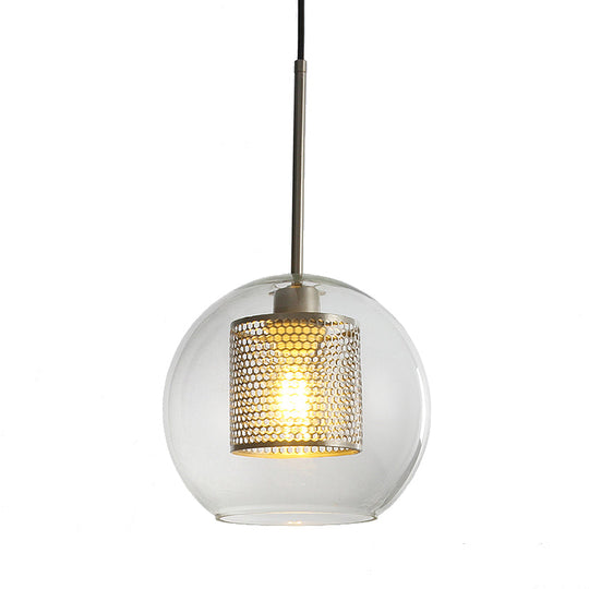 Modern Orb Pendant Light With Mesh Screen - Ideal For Hallways