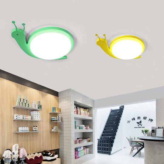 Snail-Shaped Cartoon Ceiling Light For Baby Bedroom - Acrylic And Metal Fixture