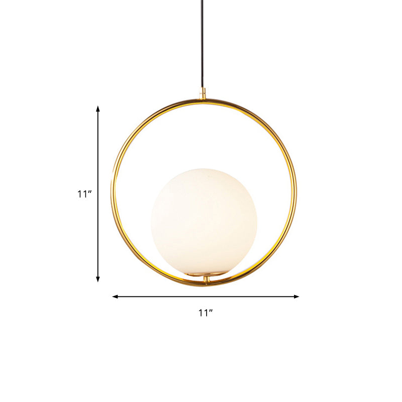 Modern Spherical Pendant Light With Frosted Glass Shade - 1 White