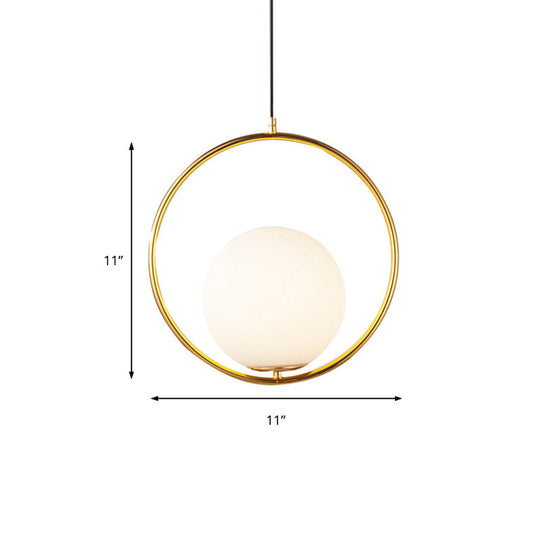 Modern Spherical Pendant Light With Frosted Glass Shade - 1 White