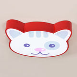 Cat Shaped Red Animal Ceiling Lamp - Metal & Acrylic Flush Light For Kitchen Foyer