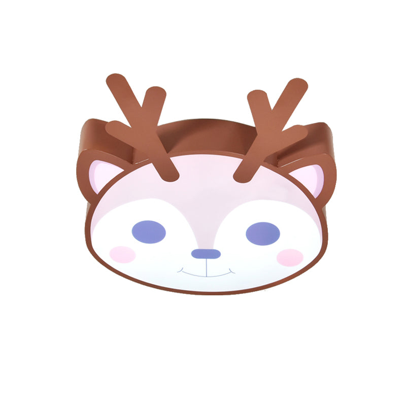 Sleek Sika Deer Flush Mount Ceiling Light - Perfect For Child’s Bedroom Brown