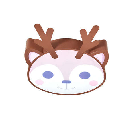 Sleek Sika Deer Flush Mount Ceiling Light - Perfect For Childs Bedroom Brown
