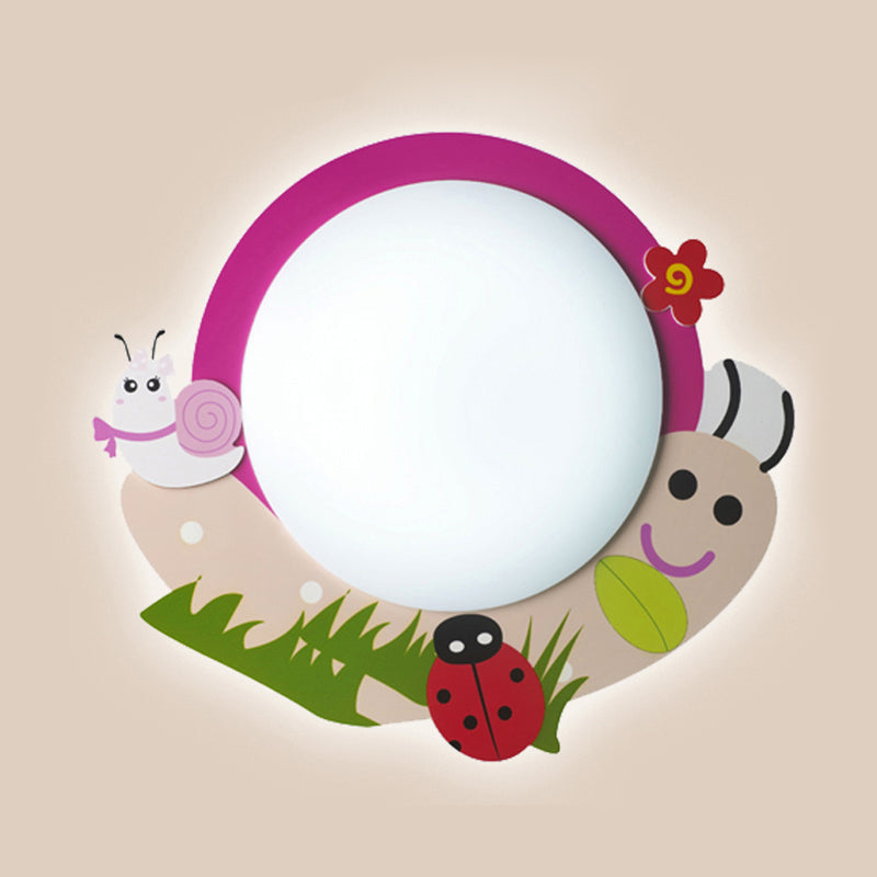 Cartoon Pink Snail Ceiling Light: Fun Metal & Acrylic Flush Mount For Girls’ Bedrooms