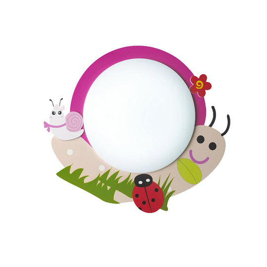 Cartoon Pink Snail Ceiling Light: Fun Metal & Acrylic Flush Mount For Girls Bedrooms