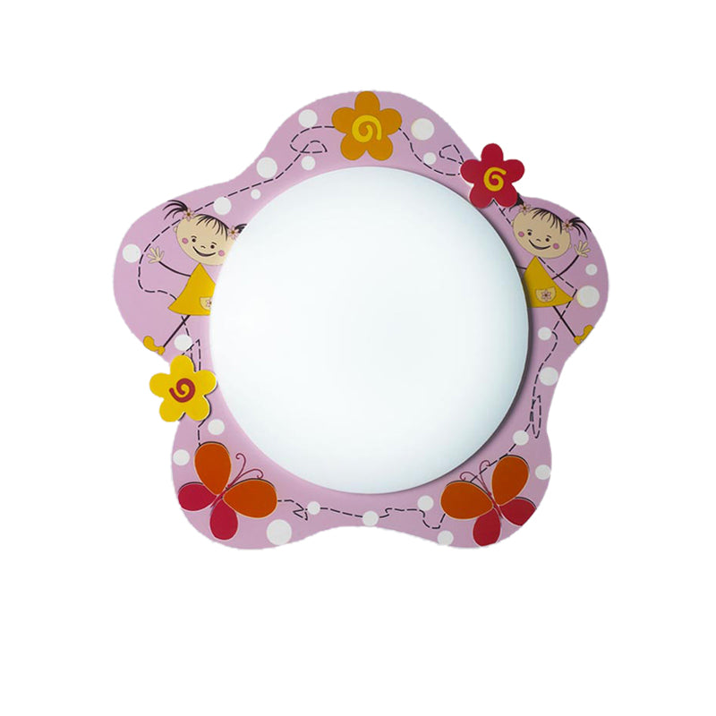 Floral Pink Acrylic Ceiling Lamp: Lovely Flush Mount Light For Girls Bedroom And Hallway