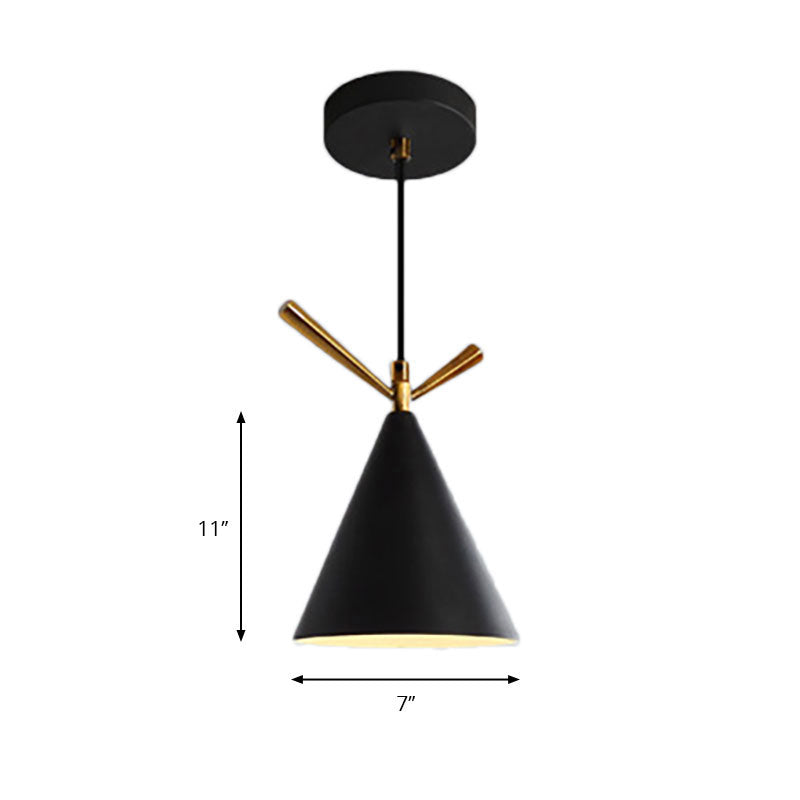 Nordic Style Cone Pendant Light For Restaurant/Coffee Shop - 1-Light Hanging Lamp