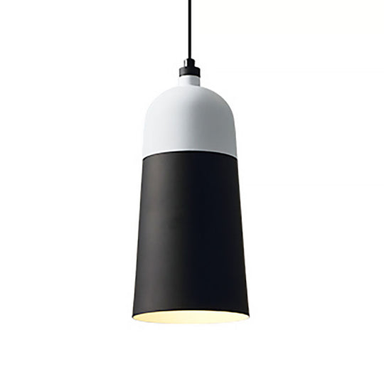 Black And White Metal Hanging Light Fixture: Modern Simple Suspension Lamp
