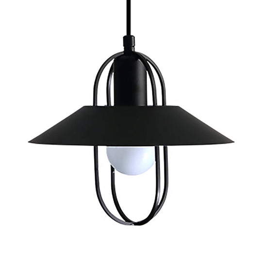 Modern Metal Hanging Light - Black/Pink/White Lantern Suspension 1
