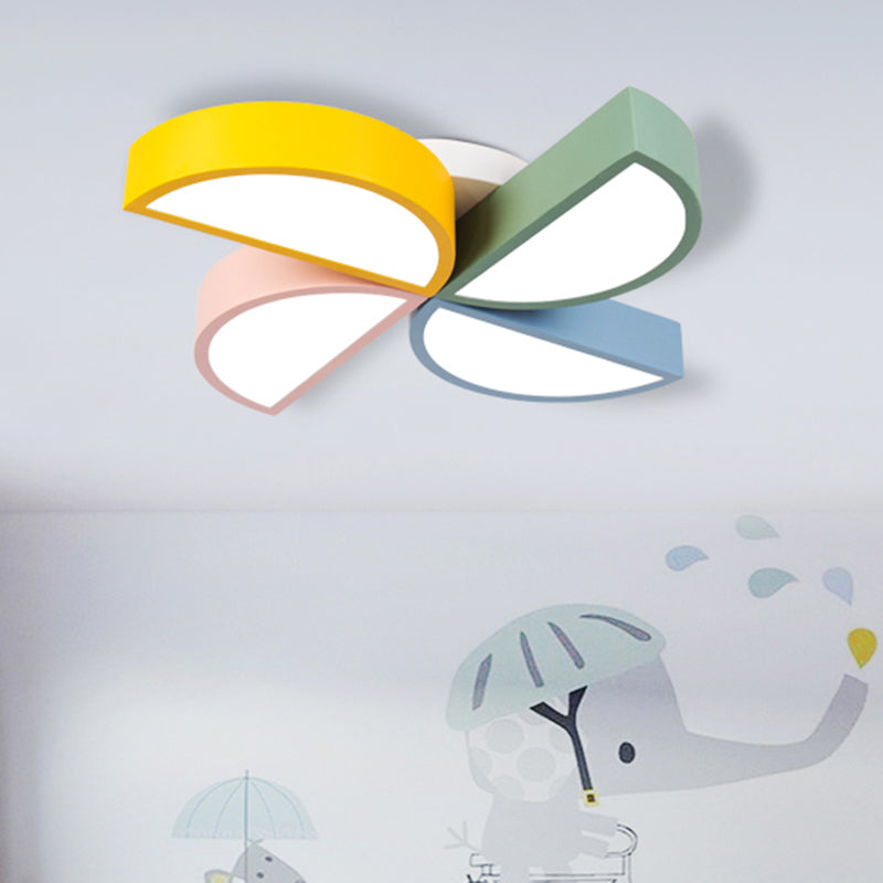 Cartoon Windmill Nursery Ceiling Light In Multi-Color Metal Flush Mount Black-Blue-Yellow / 19.5