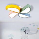 Cartoon Windmill Nursery Ceiling Light In Multi-Color Metal Flush Mount Black-Blue-Yellow / 19.5