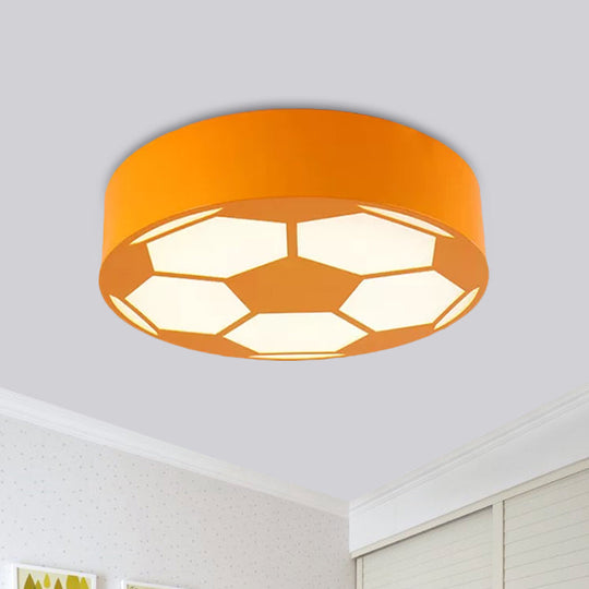 Colorful Football Flushmount Children’s Led Ceiling Light With Acrylic Shade Yellow