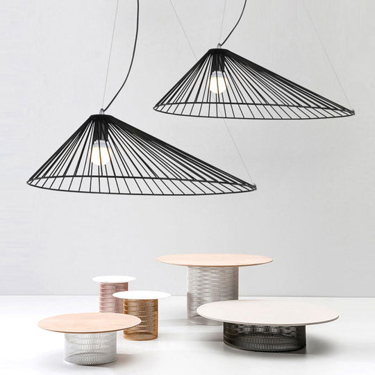 Suspension moderne en fil de fer noir pour plafond de salle à manger avec 1 ampoule