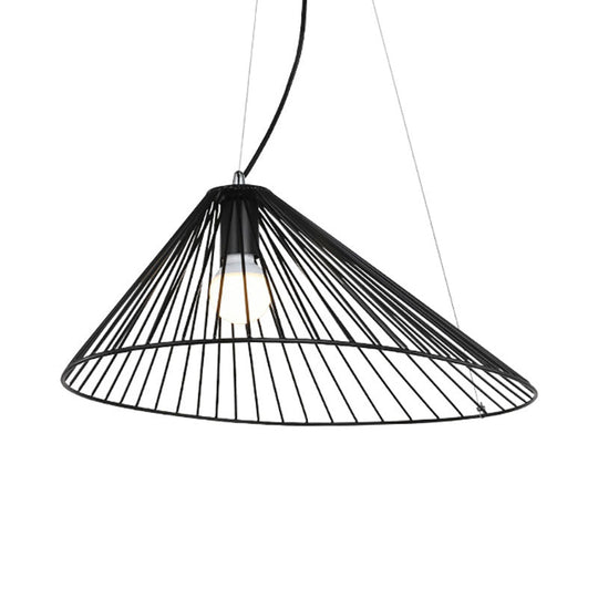 Suspension moderne en fil de fer noir pour plafond de salle à manger avec 1 ampoule