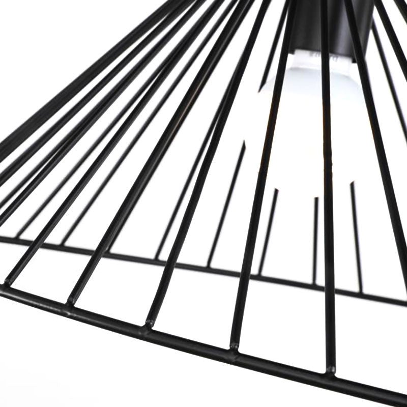 Suspension moderne en fil de fer noir pour plafond de salle à manger avec 1 ampoule